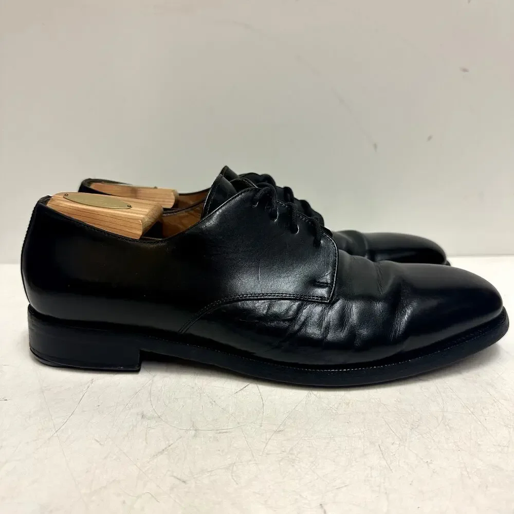 VERY GOOD Polo Ralph Lauren Plain Toe Derby Black Calf Made in Italy 10 D